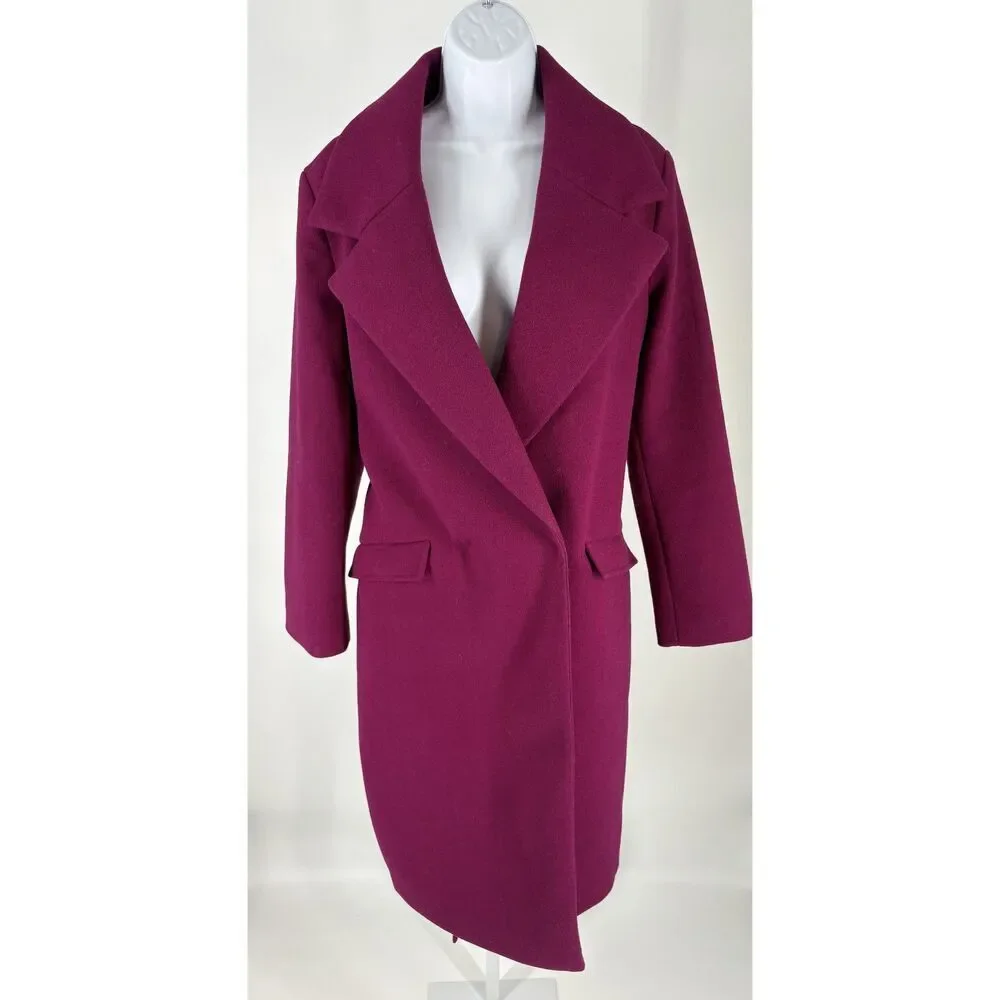 Express Belted Wrap Coat – Plum / Burgundy